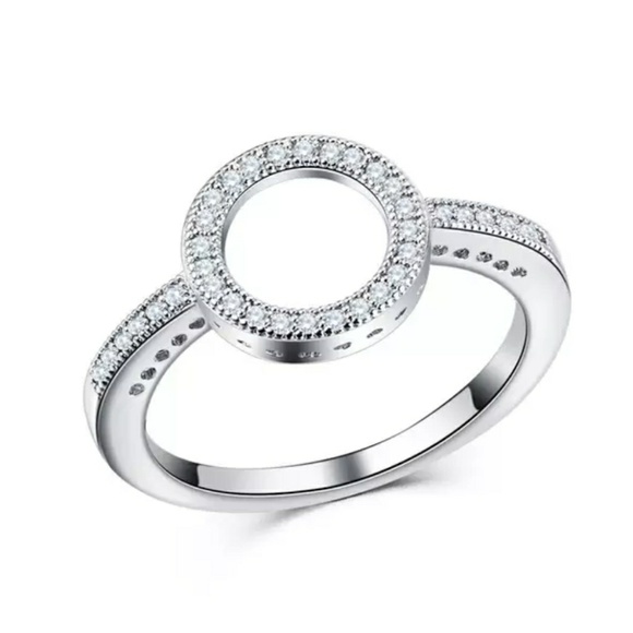 Silver Circle Halo Ring - Picture 3 of 5